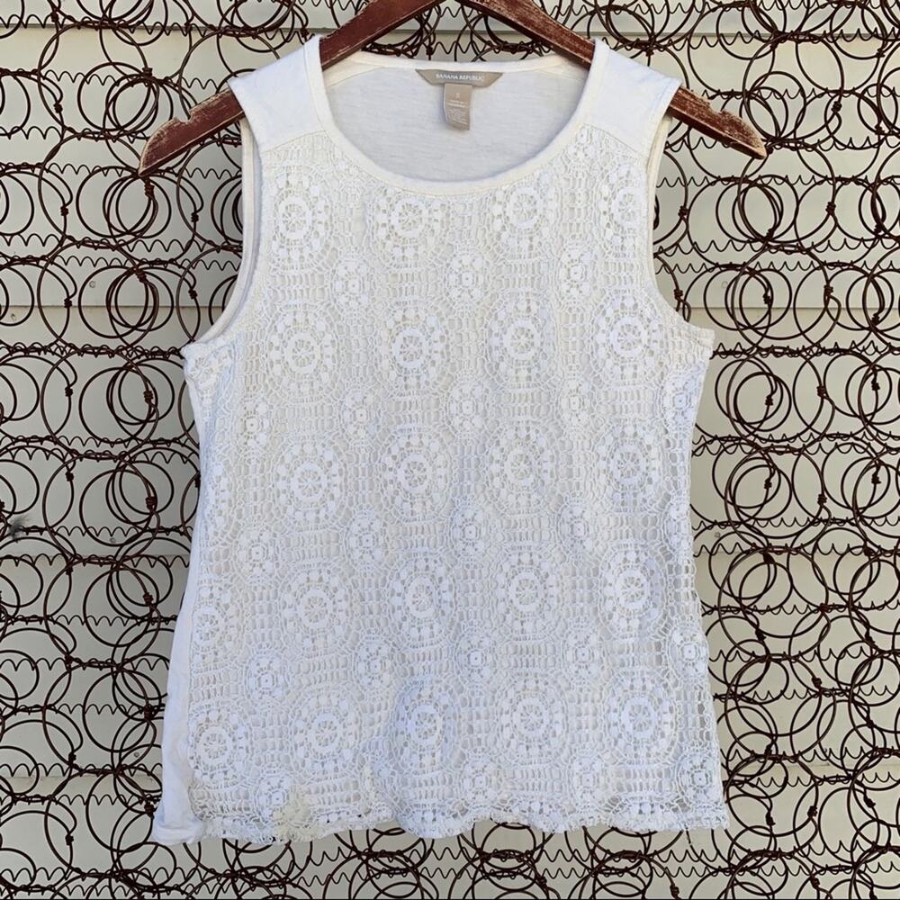 Banana Republic cream crochet overlay tank top boho SMALL